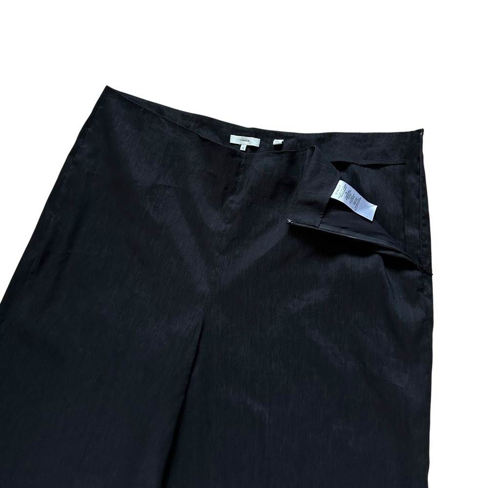 Vince Stretch Linen Crop Wide Leg Pants Black Plus Size 18 High Rise Side Zip - Picture 9 of 16